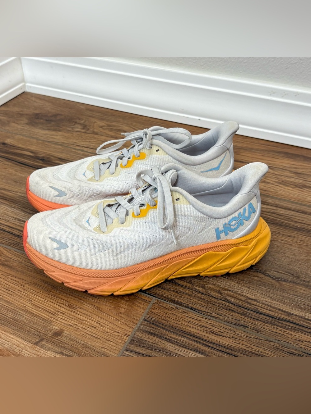 Hoka One One Women's White, Yellow & Orange Running Shoes